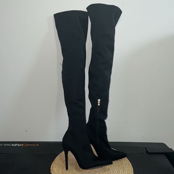 Boohoo Where the Party At Knee High Thigh Boots Size 38 - Picture 3 of 15